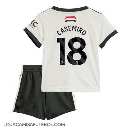 Camisa de Futebol Manchester United Casemiro #18 Equipamento Alternativo Infantil 2024-25 Manga Curta (+ Calças curtas)